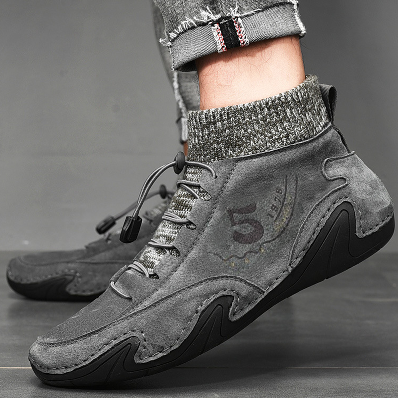 Men's Plus Sizes Rubber Band Suede Socks Retro Ankle Boots