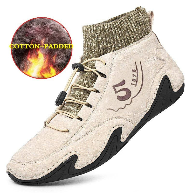 Men's Plus Sizes Rubber Band Suede Socks Retro Ankle Boots