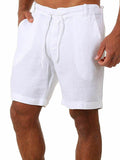 Men's Solid Color Lace-Up Casual Sports Shorts