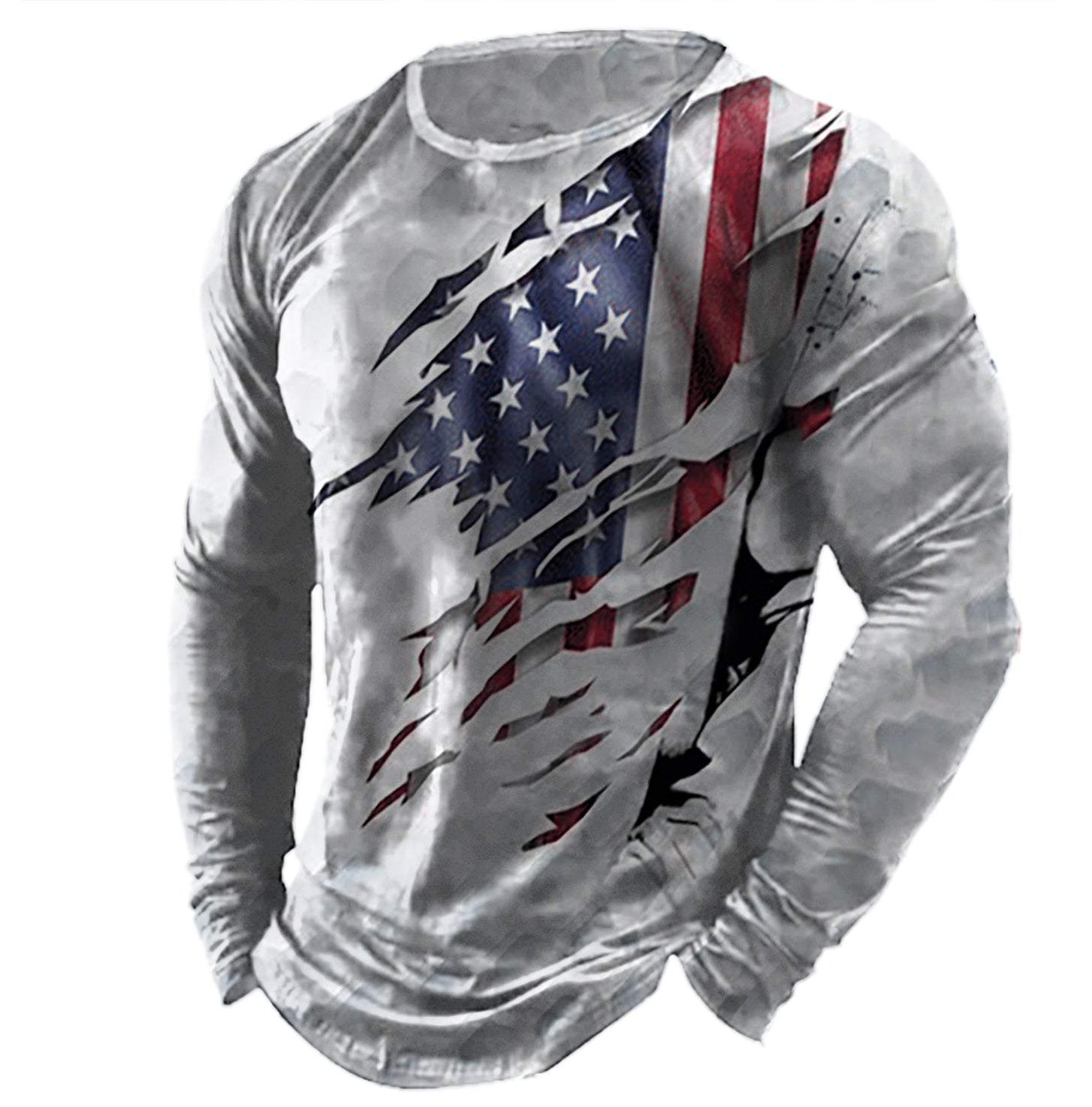 Men's Outdoor Print Henley Long Sleeve T-Shirt