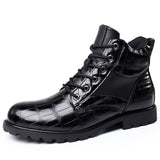 Men's Vintage Faux Crocodile Leather Mid-Top Martin Boots