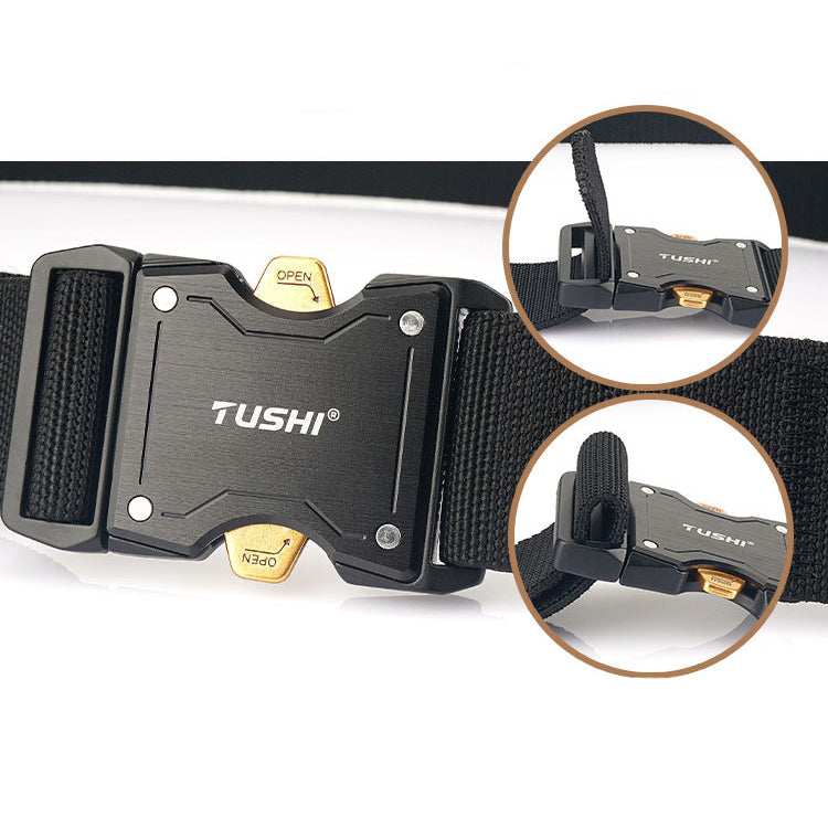 Men's Outdoor Nylon Quick Dry Aluminum Alloy Buckle Tactical Belt