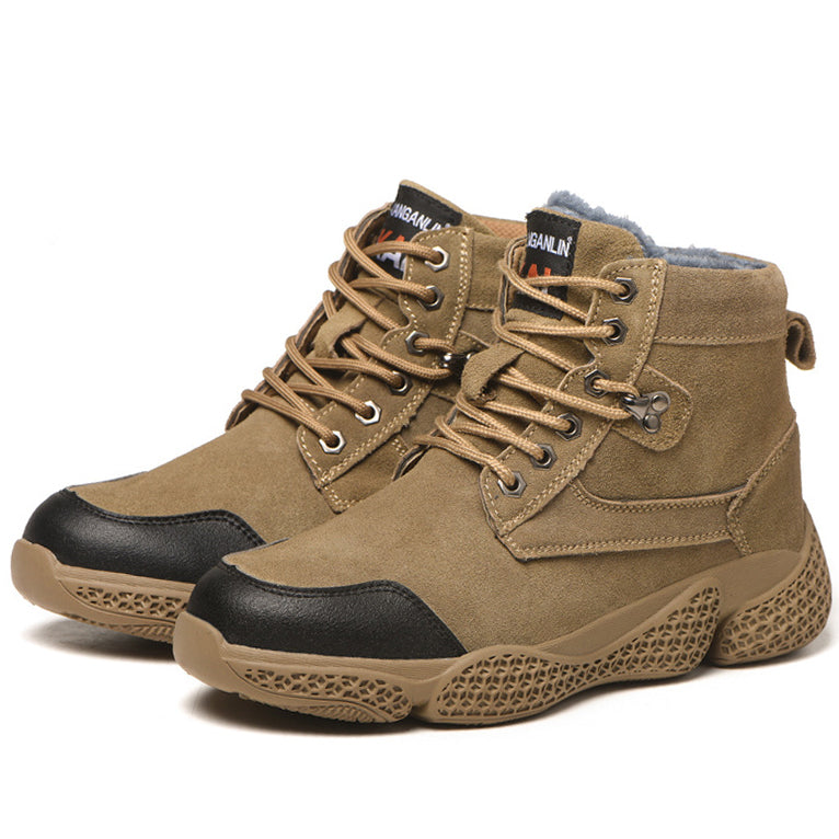 Men's Outdoor Fleece Warm Non-slip Wear-resistant Puncture-resistant Work Boots