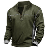 Men's Vintage Splicing Zip Stand Collar Scrimmage Sweatshirt