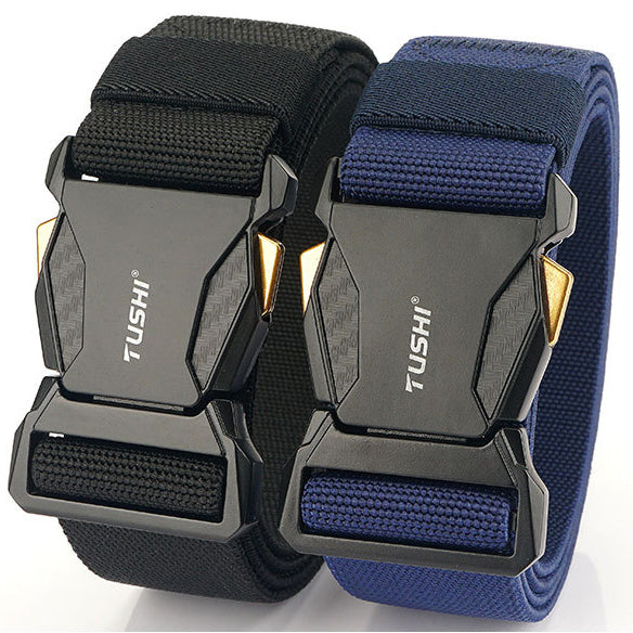 Men's Tactical Quick Release Buckle Stretch Nylon Braided Belt