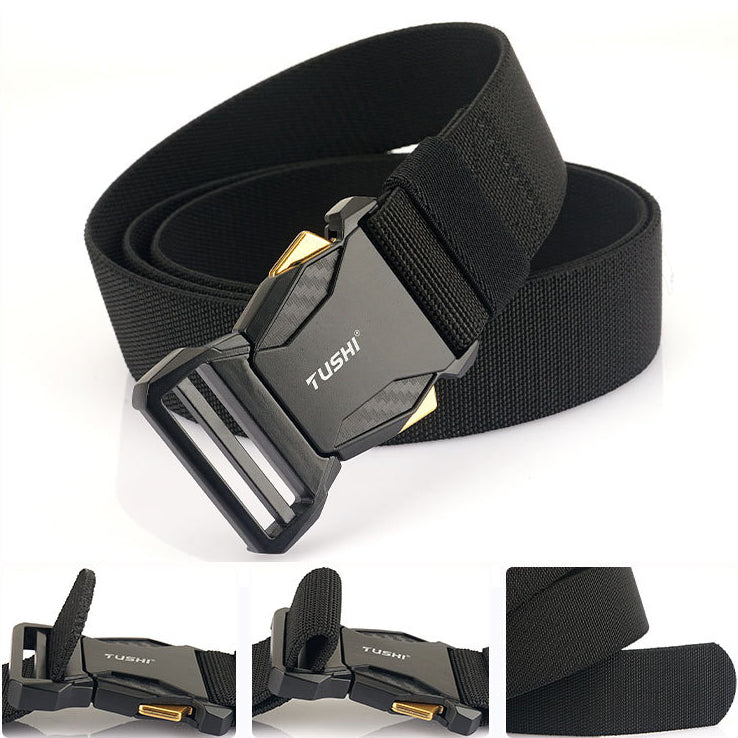 Men's Tactical Quick Release Buckle Stretch Nylon Braided Belt
