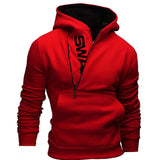 Men's Fashion Casual Letter Print Side Zip Hoodie