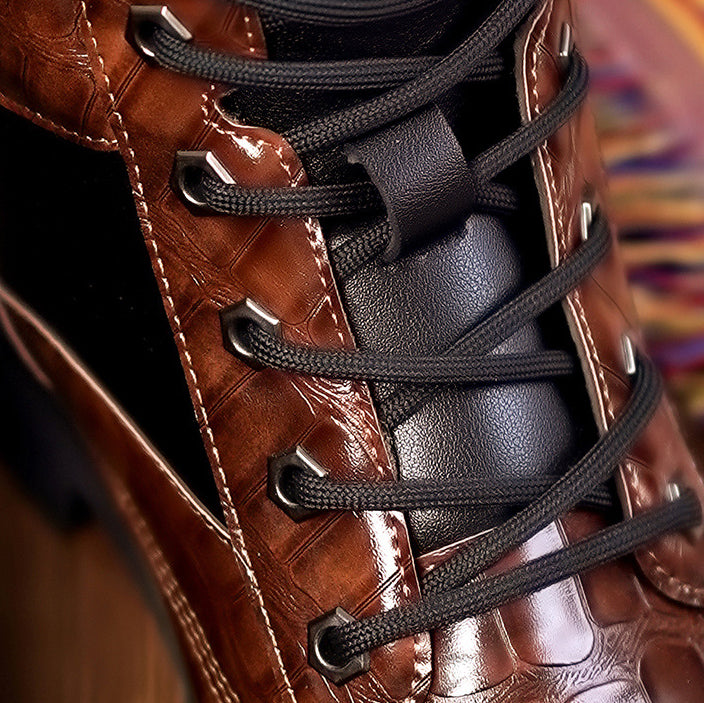 Men's Vintage Faux Crocodile Leather Mid-Top Martin Boots