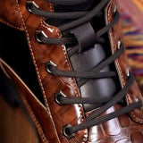 Men's Vintage Faux Crocodile Leather Mid-Top Martin Boots