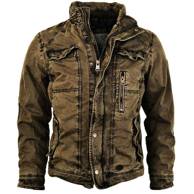 Mens Jacket Retro Washed Warm Jacket