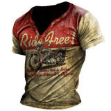 Men's Outdoor Retro Motorcycle Racing V-Neck T-Shirt