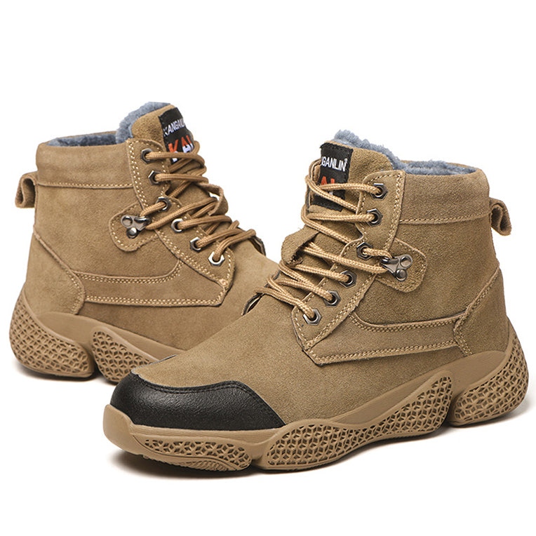Men's Outdoor Fleece Warm Non-slip Wear-resistant Puncture-resistant Work Boots