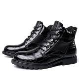 Men's Vintage Faux Crocodile Leather Mid-Top Martin Boots