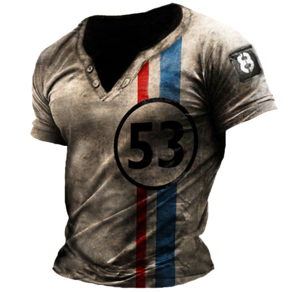 Mens Vintage Racing Stripes Retro T-Shirt