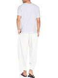 Men's Cotton Linen Drawstring Casual Lightweight Loose Beach Harem Pants