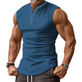 Men's Casual Summer Round Neck Button Down Tank Top