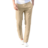 Men's Linen Pants Casual Loose Pure Color Tether Elastic Waist Bottom