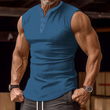 Men's Casual Summer Round Neck Button Down Tank Top