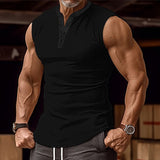 Men's Casual Summer Round Neck Button Down Tank Top