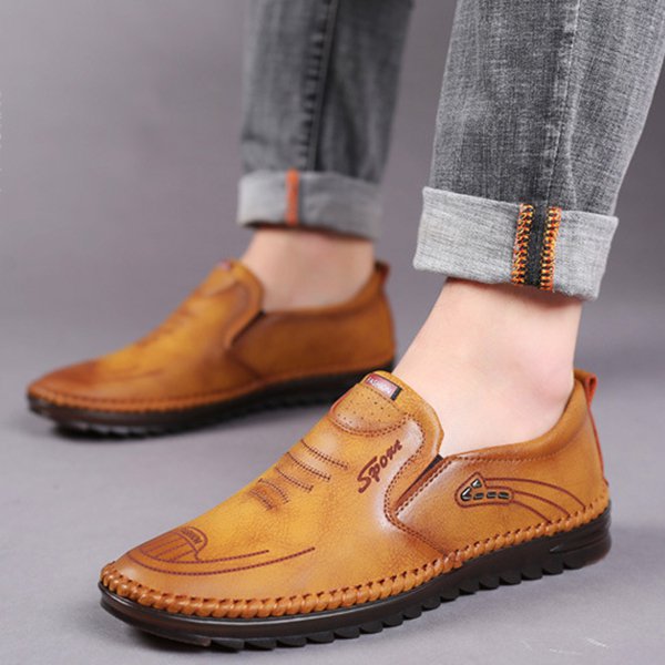 Men's Soft Sole Soft Leather Breathable Light Casual Driving Shoes