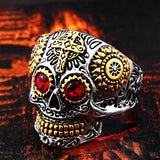 Sugar Skull Ring with CZ Stones