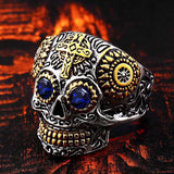 Sugar Skull Ring with CZ Stones