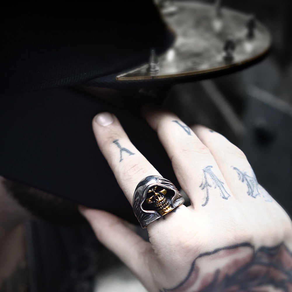 Grim Reaper Skull Biker Ring