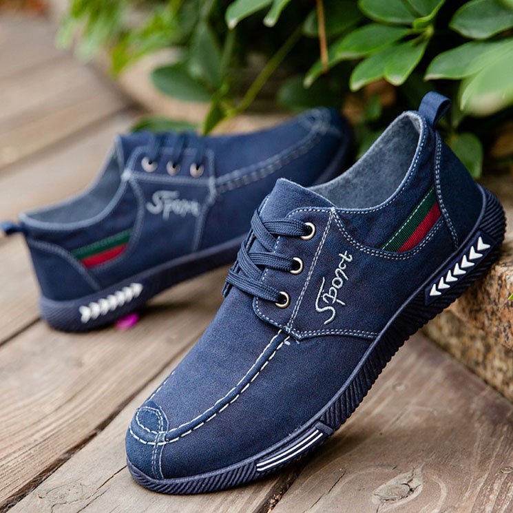 Men's Casual Breathable Simple Lace-Up Denim Canvas Shoes