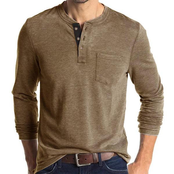 Men's Button Half Open Collar Henley Shirt