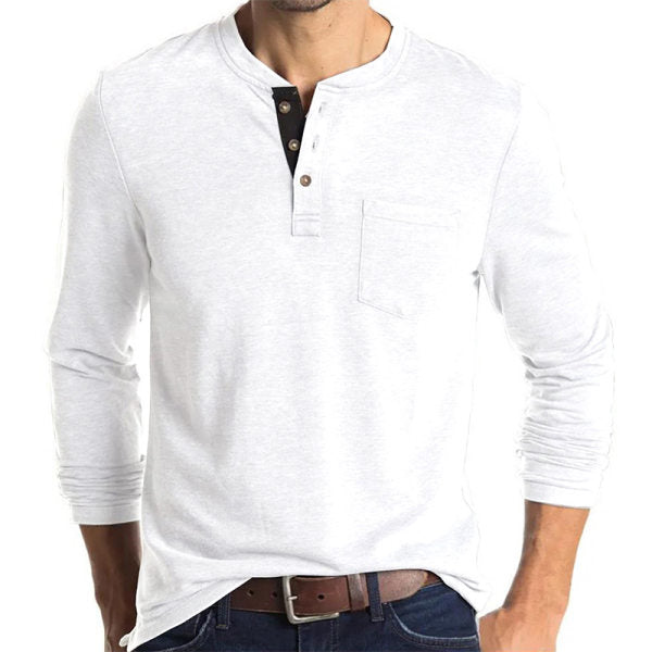 Men's Button Half Open Collar Henley Shirt