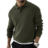 Men's Vintage Knit Button Up Lapel Collar Long Sleeve Sweater