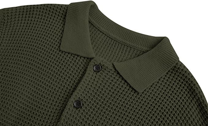 Men's Vintage Knit Button Up Lapel Collar Long Sleeve Sweater