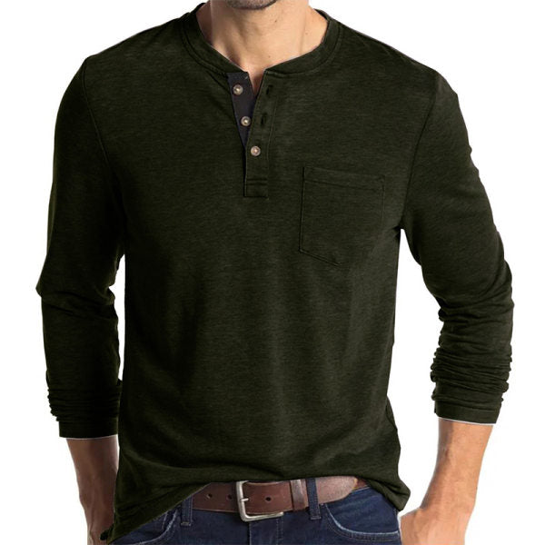 Men's Button Half Open Collar Henley T-Shirt