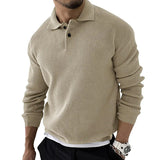 Men's Vintage Knit Button Up Lapel Collar Long Sleeve Sweater