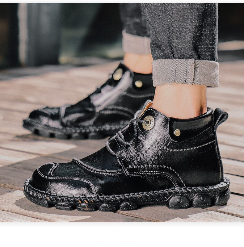 Men's Soft And Breathable Mid-high Anti-skid Retro Boots Tooling Shoes