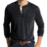 Men's Button Half Open Collar Henley T-Shirt