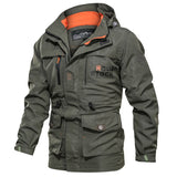 Men's Outdoor Mid-length Waterproof Hooded Jacket (Plus Fleece)