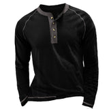 Men's Colorblock Breathable Henley Collar T-Shirt