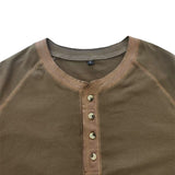 Men's Colorblock Breathable Henley Collar T-Shirt