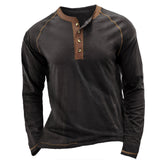 Men's Colorblock Breathable Henley Collar T-Shirt