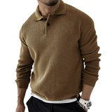 Men's Vintage Knit Button Up Lapel Collar Long Sleeve Sweater