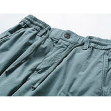 Men's Elastic Waist Drawstring Pocket Micro-Stretch Cotton Sports Cargo Shorts