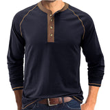 Men's Colorblock Breathable Henley Collar T-Shirt
