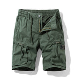 Men's Elastic Waist Drawstring Pocket Micro-Stretch Cotton Sports Cargo Shorts