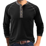 Men's Colorblock Breathable Henley Collar T-Shirt