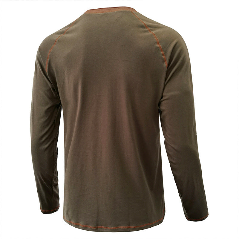 Men's Colorblock Breathable Henley Collar T-Shirt