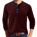 Men's Colorblock Breathable Henley Collar T-Shirt