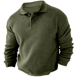 Men's Vintage Knit Button Up Lapel Collar Long Sleeve Sweater
