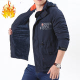 Men's Outdoor Mid-length Waterproof Hooded Jacket (Plus Fleece)