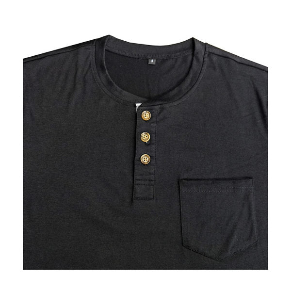 Men's Button Half Open Collar Henley T-Shirt